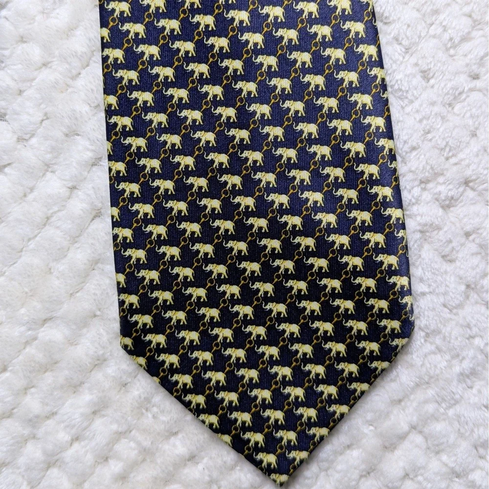 Vintage‎ René Chagall Silk Tie | Elephant Print | Italian Design